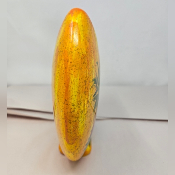 Italian Hand Made Flower Vase Bright Bold Hand Painted Flowers Yellow Orange - Picture 6 of 14